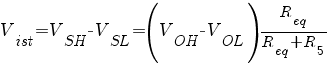 V_{ist} = V_{SH} - V_{SL} = (V_{OH} - V_{OL}) {R_{eq}}/{R_{eq}+R_5}